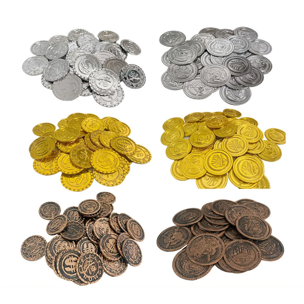 Arcade Game Coin - Moneda de plástico pirata dorada y