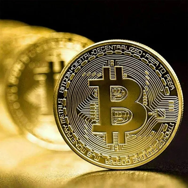 Moneda de Bitcoin chapada en o - Arcade Game Coin reseña y precio